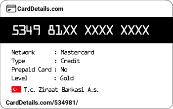 Card Details: 534981