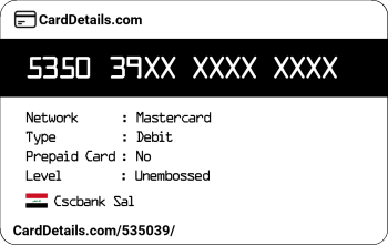 Card Details: 535039
