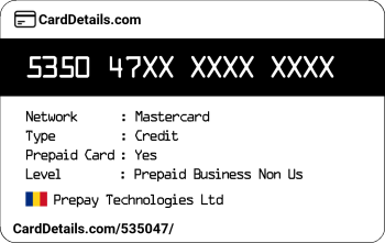 Card Details: 535047