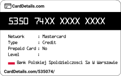 Card Details: 535074