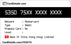Card Details: 535075