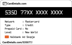 Card Details: 535077