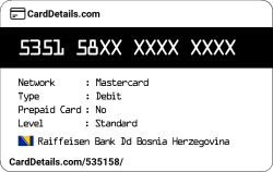 Card Details: 535158