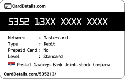 Card Details: 535213