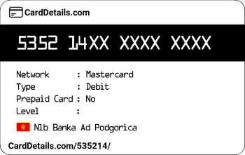 Card Details: 535214