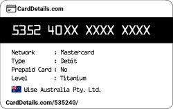 Card Details: 535240