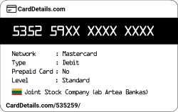 Card Details: 535259