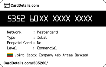 Card Details: 535260