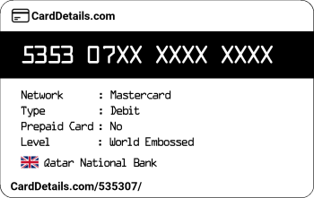 Card Details: 535307
