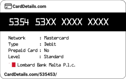 Card Details: 535453
