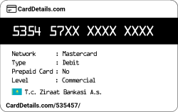 Card Details: 535457
