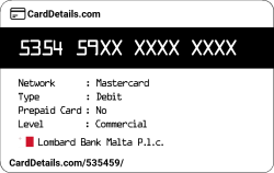 Card Details: 535459