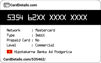 Card Details: 535462