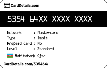 Card Details: 535464