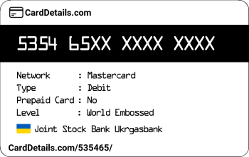 Card Details: 535465