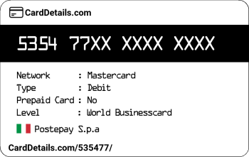 Card Details: 535477