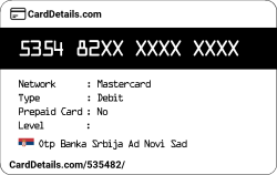 Card Details: 535482