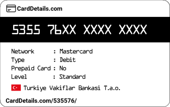 Card Details: 535576