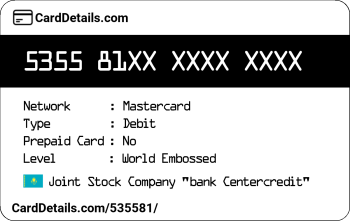 Card Details: 535581