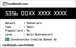 Card Details: 535600