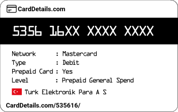 Card Details: 535616