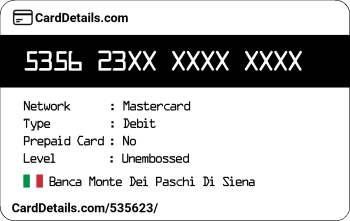 Card Details: 535623