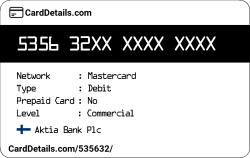 Card Details: 535632