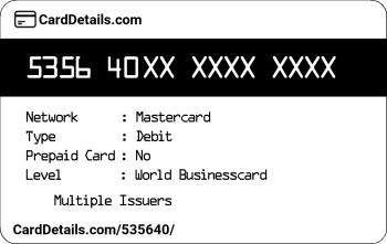Card Details: 535640