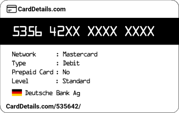 Card Details: 535642