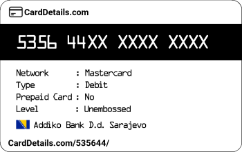 Card Details: 535644