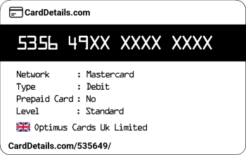 Card Details: 535649