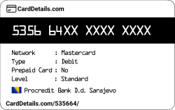 Card Details: 535664