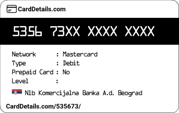 Card Details: 535673