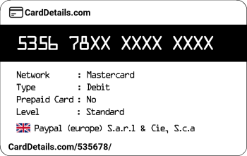 Card Details: 535678