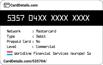 Card Details: 535704