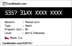 Card Details: 535731
