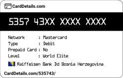 Card Details: 535743