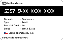 Card Details: 535754
