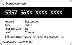 Card Details: 535758