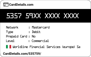 Card Details: 535759