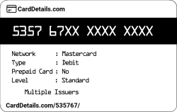 Card Details: 535767