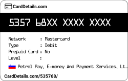 Card Details: 535768