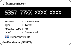 Card Details: 535777