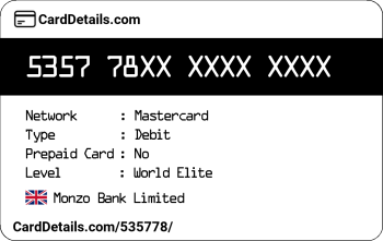 Card Details: 535778