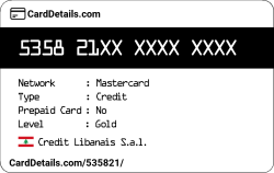 Card Details: 535821