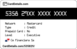 Card Details: 535829
