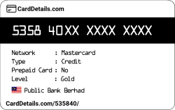 Card Details: 535840