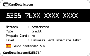 Card Details: 535876