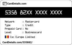 Card Details: 535882