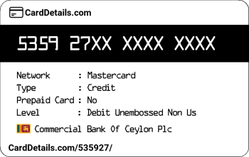 Card Details: 535927